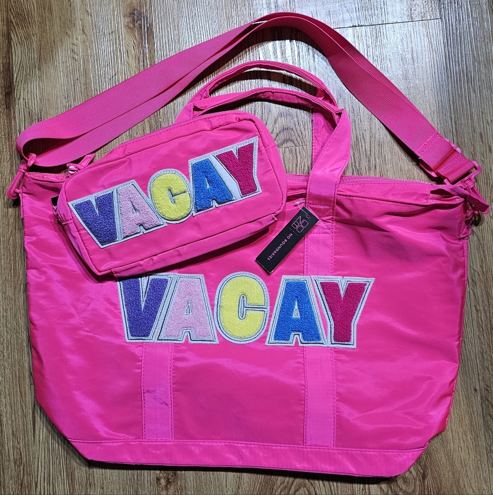NO BOUNDARIES Women's Nylon Tote Bag with Free Purse.